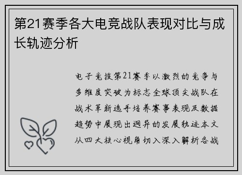 第21赛季各大电竞战队表现对比与成长轨迹分析